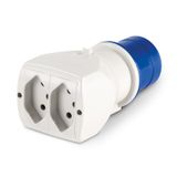 ONE-WAY ADAPTOR 2P+E IP20 10A 6h 250V AC