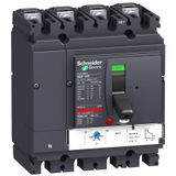 circuit breaker ComPact NSX100F, 36 kA at 415 VAC, TMD trip unit 25 A, 4 poles 3d