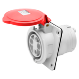 10° ANGLED FLUSH-MOUNTING SOCKET-OUTLET HP - IP44/IP54 - 2P+E 63A 380-415V 50/60HZ - RED - 9H - MANTLE TERMINAL