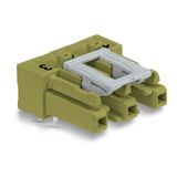 Socket for PCBs angled 3-pole light green