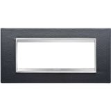 LUX PLATE 6-GANG BLACK LEATHER GW16206PN