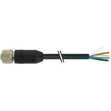 M12 female 0° A-cod. with cable PUR 8x0.25 bk UL/CSA+drag ch. 1m