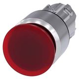 Illuminated mushroom pushbutton, 22 mm, round, metal, shiny, red, 30 mm, latching, pull-to-unlatch mechanism,  3SU1051-1AA20-0AA0-Z Y15