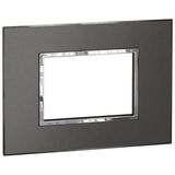 Italian / US standard plate Arteor square version 3 modules - brushed metal black