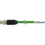 M12 male 0° D-cod. with cable shielded PUR 1x4xAWG22 shielded gn  1m