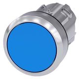 Pushbutton, 22 mm, round, metal, shiny, blue, pushbutton, flat, latching, 3SU1050-0AA50-0AA0-Z Y11