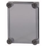 Cap, transparent smoky gray, HxWxD=250x187.5x50mm