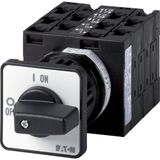 On-Off switch, T3, 32 A, rear mounting, 5 contact unit(s), 10-pole, with black thumb grip and front plate