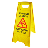 Yellow slippery floor warning sign