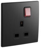 Mallia Senses - 1 gang BS switched socket outlet single pole - with LED - 13A - Brushed Black