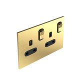 Art d'Arnould - 2 gang BS socket outlet 13 A-250V single pole switched Epure - Brushed Gold