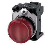 Indicator lights, 22 mm, round, plastic, red, lens, smooth, with holder, LED module,  3SU1102-6AA20-3AA0-Z Y12