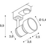 PURI Lamp head, GU10, max 50W, incl. 3P.-adapter, silvergrey