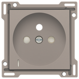 Finishing set with transparent lens for socket outlet with voltage indication, pin earthing and shutters, flush-mounting depth of 28.5mm, bronze coated