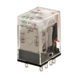 Relay, plug-in, 8-pin, DPDT, 7 A, mechanical indicator, 220/240 VAC