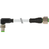 M8 male 90° / M12 female 0° A-cod. PUR 4x0.25 gy UL/CSA+drag ch. 2m