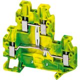 SCREW TERMINAL, DOUBLE LEVEL, PROTECTIVE EARTH, 4 POINTS, 4MM², GREEN