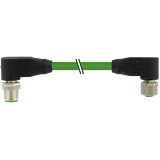 M12 male 90°/M12 fem. 90° A PUR 4x0.5+2x0.25 shielded gn+dragch 15m