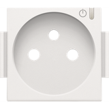 Finishing set for connected switching socket outlet with pin earthing and control button, white coated