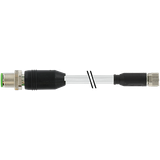 M12 male 0°/M8 fem. 0° A-cod. PUR 3x0.34 shielded gy+drag-ch 3m