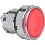 Harmony XB4, Illuminated push button head, metal, flush, red, Ø22, push-push, integral LED,