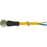 M12 female 0° A-cod. with cable Lite PUR 5x0.34 ye UL/CSA+drag ch. 10m