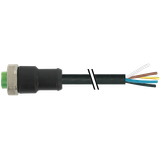 Mini (7/8) 5 pole, Female 0° w/ Cable PUR 5x1.5 (5x16AWG) bk UL/CSA