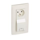 USB + 2P+E French std socket Niloé -with shutters -compact -auto. term. -ivory