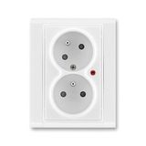 5593F-C02357 03 Double socket outlet with earthing pins, shuttered, with turned upper cavity, with surge protection