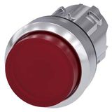 Illuminated pushbutton, 22 mm, round, metal, shiny, red, pushbutton, raised, momentary contact type, with  3SU1051-0BB20-0AA0-Z Y19