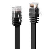 10m Cat.6 U/UTP Flat Network Cable, Black RJ45, M/M, 250MHz, copper, 32AWG