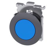 Pushbutton, 30 mm, round, Metal, matte, blue, front ring for flush installation,  3SU1060-0JA50-0AA0-Z Y11