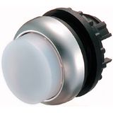 Illuminated pushbutton actuator, RMQ-Titan, Extended, maintained, White, Blank, Bezel: titanium