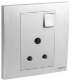 Mallia Senses - 1 gang British Standard switched socket outlet - 5A - Brushed Aluminium