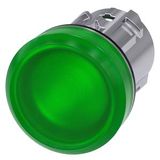 Indicator light, 22 mm, round, metal, shiny, green, lens, smooth, with laser  3SU1051-6AA40-0AA0-Z Y10