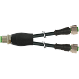 Y-Distributor M12 male/M12 fem. 0° A-cod. PUR 3x0.34 bk +drag ch. 10m