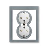 5512M-C03459 44 Double socket outlet with earthing contacts, shuttered