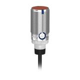 Photoelectric sensors XU, Photo electric Sensor, Cylindrical, Metal, Diffuse Medium, Smax 0.6 m, PNP, Cable 2m