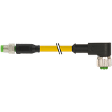 M8 male 0° / M12 female 90° A-cod. PUR 3x0.25 ye +robot+drag ch. 7.5m