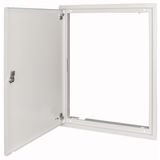 3-step flush-mounting door frame with sheet steel door and rotary door handle, fireproof, W400mm H1060mm