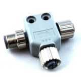DeviceNet IP67 T-branch connector (2x female, 1x male M12)