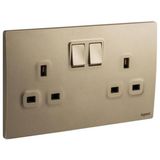 281113DB Mallia Senses 2 gang BS switched socket outlet single pole - 13A - with 2 earth connection