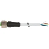 M12 female 0° A-cod. with cable PUR 5x0.34 gy UL/CSA 10m