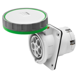 10° ANGLED FLUSH-MOUNTING SOCKET-OUTLET HP - IP66/IP67 - 3P+N+E 63A >50V >300-500HZ - GREEN - 2H - MANTLE TERMINAL