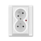 5593F-C02357 01 Double socket outlet with earthing pins, shuttered, with turned upper cavity, with surge protection