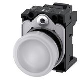 Indicator lights; 22 mm; round; Metal; shiny; white; lens; smooth; with holder; LED module with integrated LED 230 V AC; .... 3SU1156-6AA60-3AA0-Z Y15