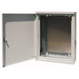 Surface-mount service distribution board with three-point turn-lock, mounting side panel, W = 400 mm, H = 1060 mm