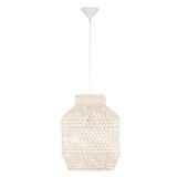 Ivory Rattan  White Fabric Wire & Base  LED E27 1x12 Watt 230 Volt  IP20 Bulb Excluded   D: 35 H1: 44 H2: 250 cm Adjustable height