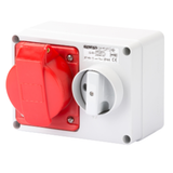 FIXED INTERLOCKED HORIZONTAL SOCKET-OUTLET - WITH BOTTOM - WITHOUT FUSE-HOLDER BASE - 2P+E 32A 380-415V - 50/60HZ 9H - IP44