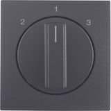 Centre plate rotary knob 3-step switch, Berker B.3/B.7, anthracite mat